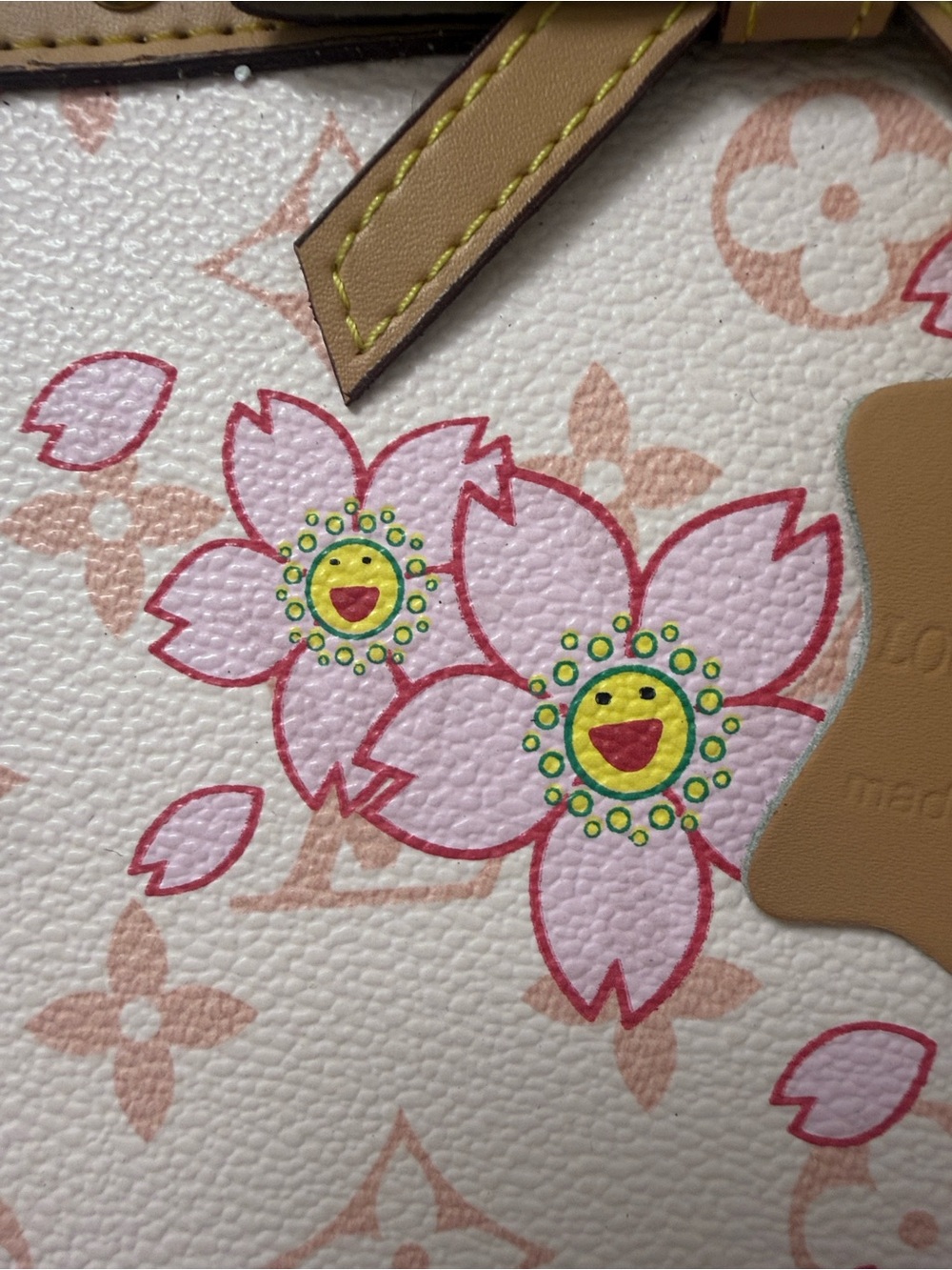 Louis Vuitton Pink Floral Mini Pochette with Tan Trim - Picture 2 of 14